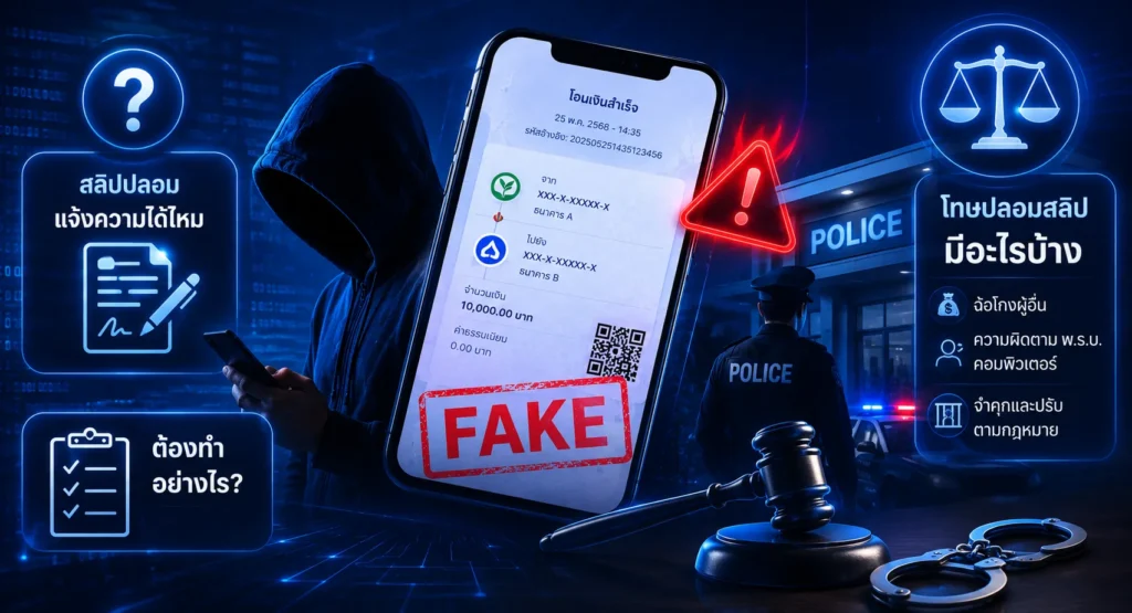 สลิปปลอม แจ้งความได้ไหม ต้องทำอย่างไร?
