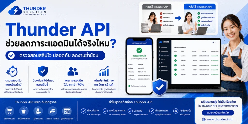เจ้าของร้านพูดเอง! หลังใช้ Thunder API ช่วยลดภาระแอดมินได้จริง เช็กสลิปไว ปิดออเดอร์เร็วขึ้น