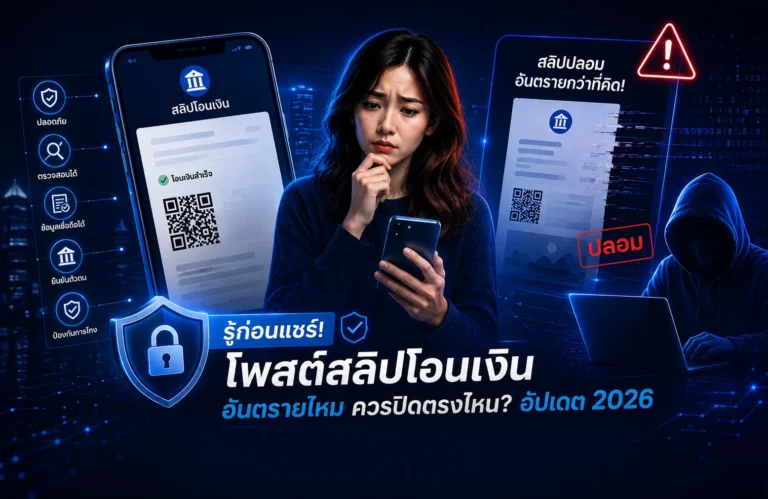 รู้ก่อนแชร์! โพสต์สลิปโอนเงิน อันตรายไหม ควรปิดตรงไหน? อัปเดต 2026