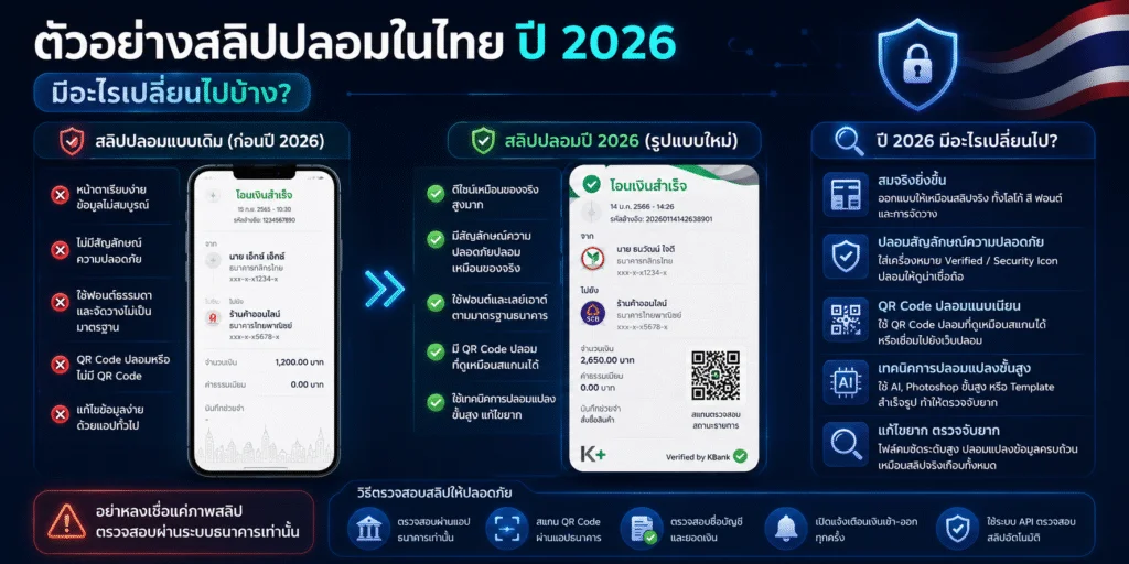 ตัวอย่างสลิปปลอม ในไทย ปี 2026 มีอะไรเปลี่ยนไปบ้าง?