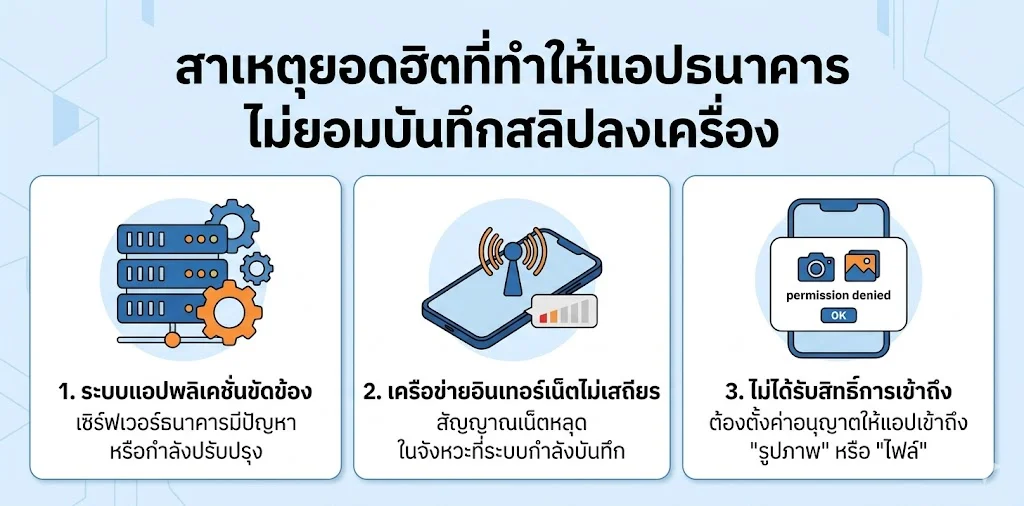 รู้หรือไม่! แอปธนาคาร ไม่บันทึกสลิปโอนเงิน แก้ไขอย่างไร?