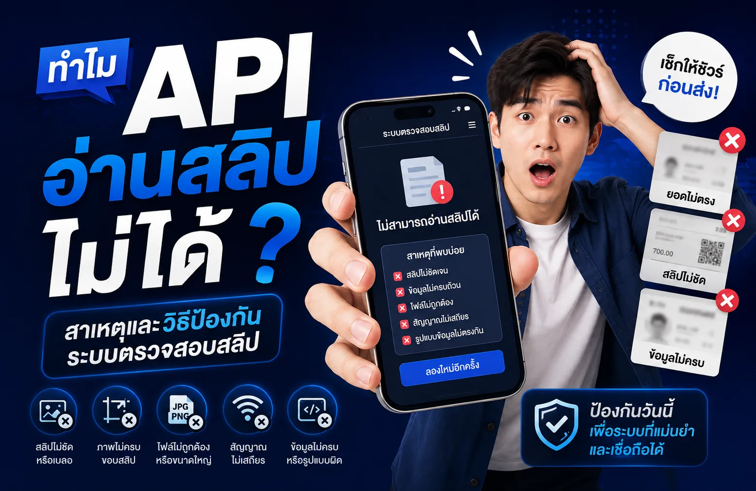 ทำไม API อ่านสลิปไม่ได้ สาเหตุและวิธีป้องกันระบบตรวจสอบสลิป