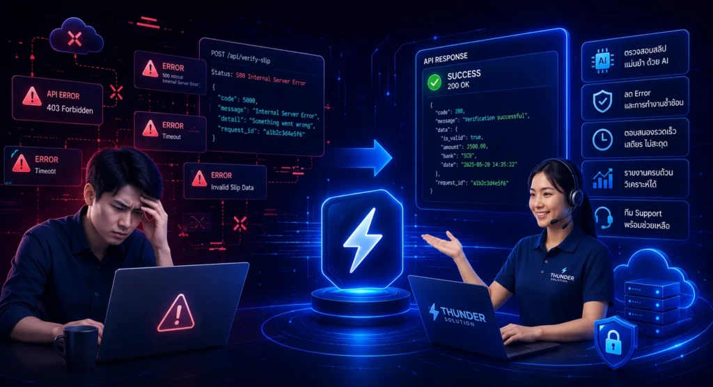 API เช็กสลิปมี Error บ่อย? ให้ Thunder Solution ช่วยจัดการ