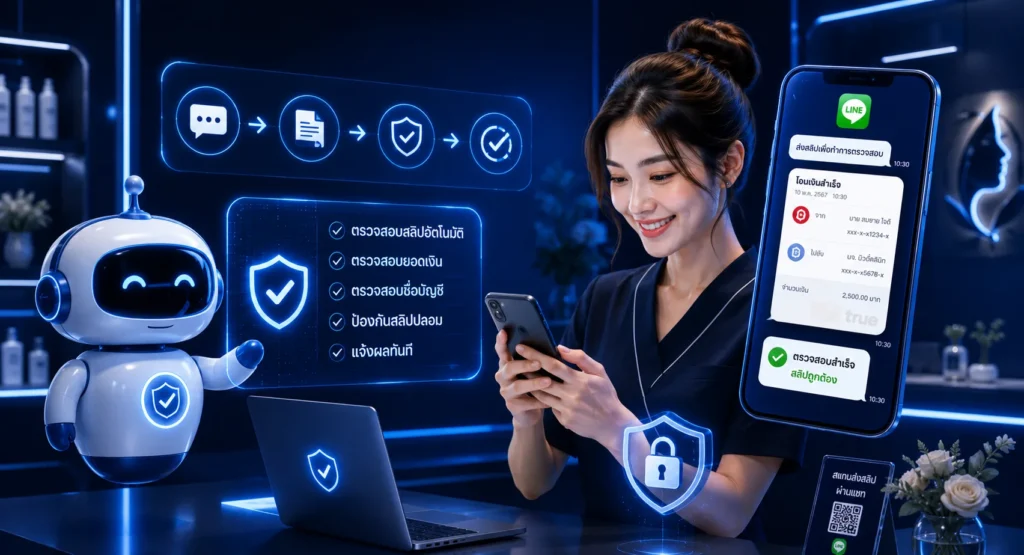บอทตรวจสลิปโอนเงินอัตโนมัติสำหรับคลินิกความงาม