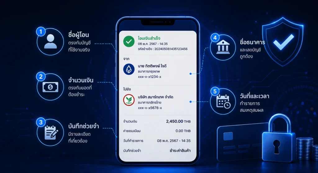 5 จุดที่ควรเช็กจากรูปสลิปโอนเงิน