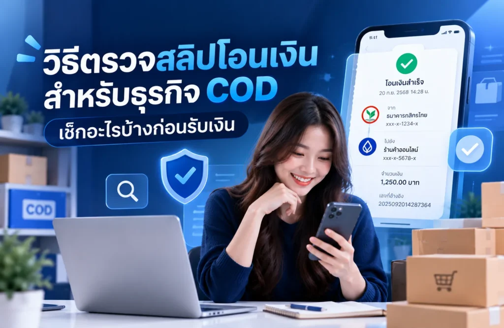 วิธีตรวจสลิปโอนเงินสำหรับธุรกิจ COD เช็กอะไรบ้างก่อนรับเงิน