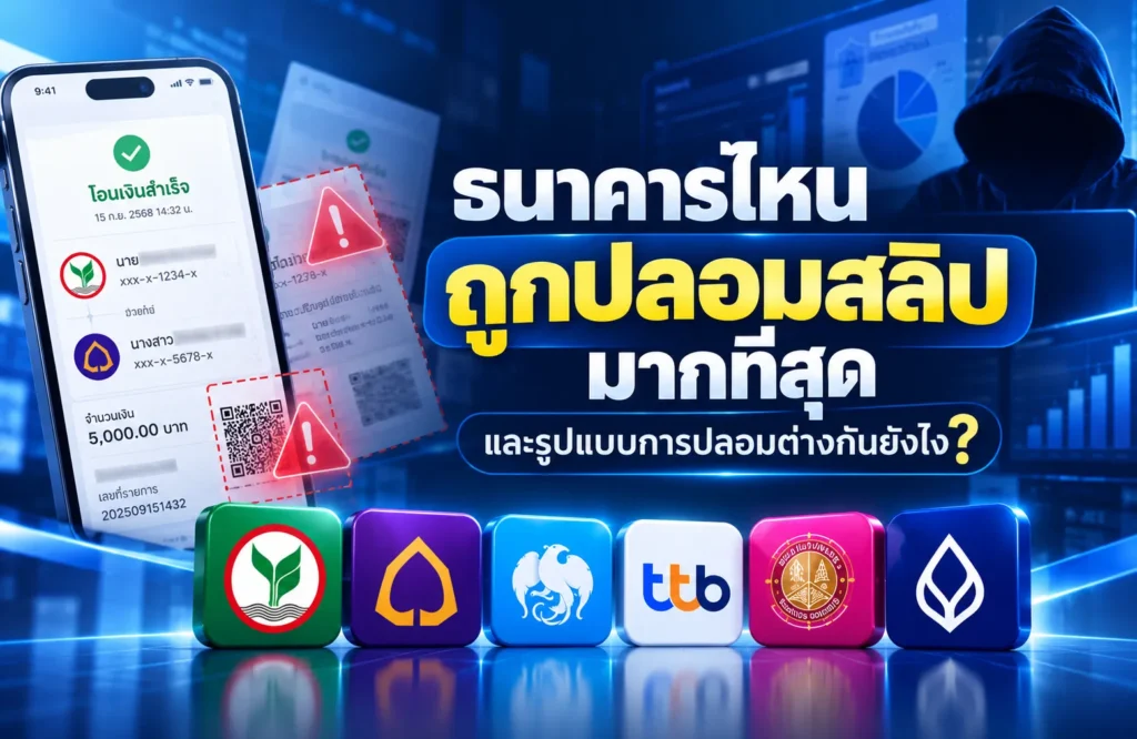 ธนาคารไหนถูกปลอมสลิปมากที่สุด? รู้ทันรูปแบบสลิปปลอม