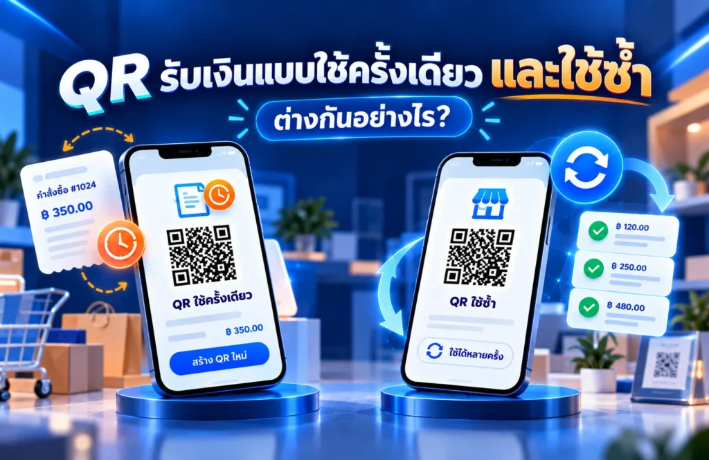 QR รับเงินแบบใช้ครั้งเดียวกับ QR แบบใช้ซ้ำ ต่างกันอย่างไร? เลือกแบบไหนให้เหมาะกับธุรกิจ
