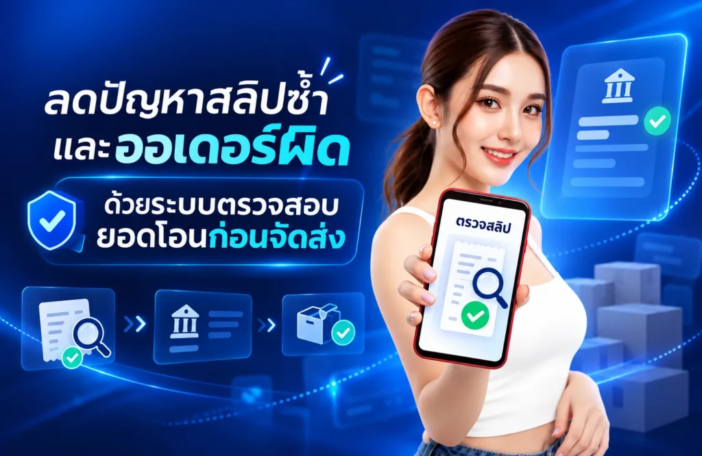 ลดปัญหาสลิปซ้ำและออเดอร์ผิด ด้วยระบบตรวจสอบยอดโอนก่อนจัดส่ง