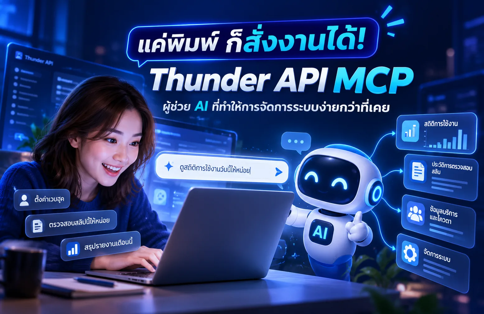 Thunder API MCP ผู้ช่วย AI สั่งงานระบบและตรวจสอบสลิป